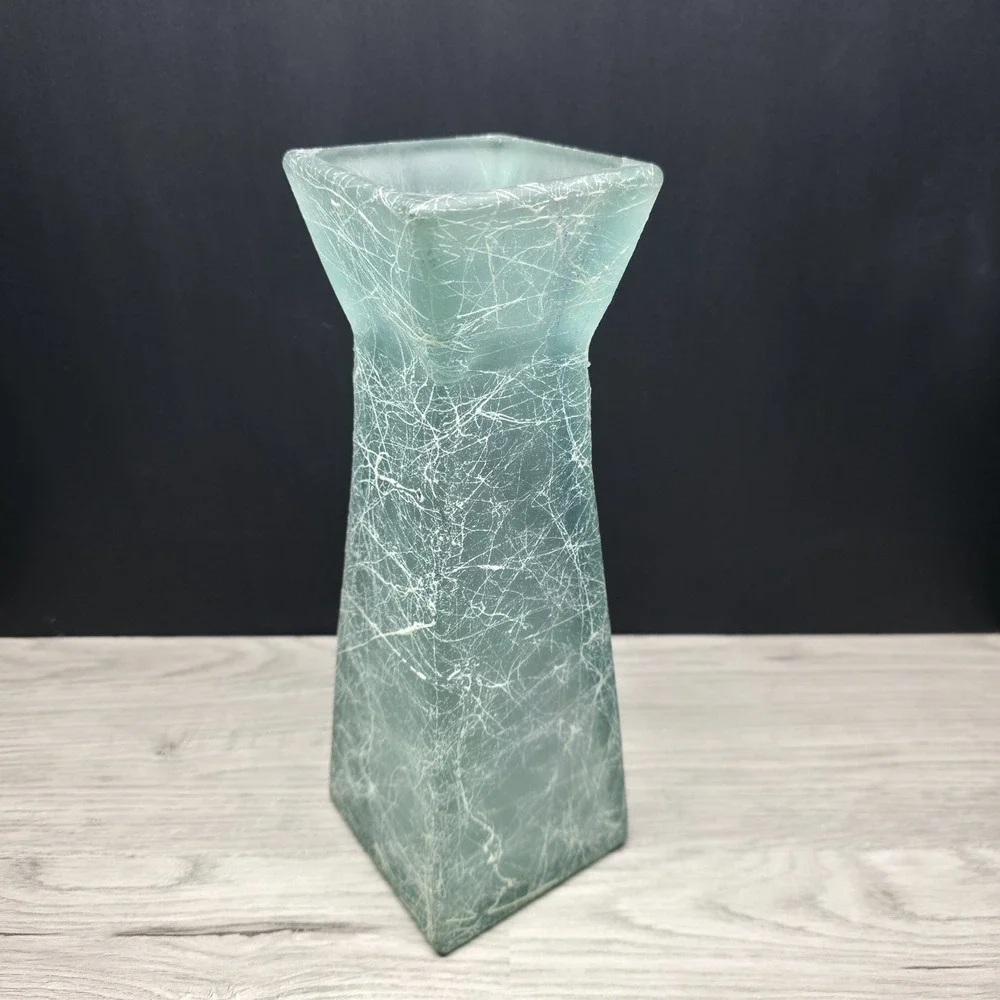 Vidrios San Miguel Vase - Sea Green/Blue Splatter Square Vase -  11.25